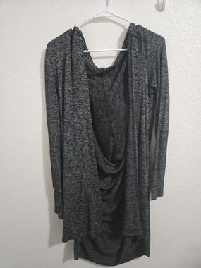 Athleta | Charcoal Heather Open-Front Draped Cardigan
